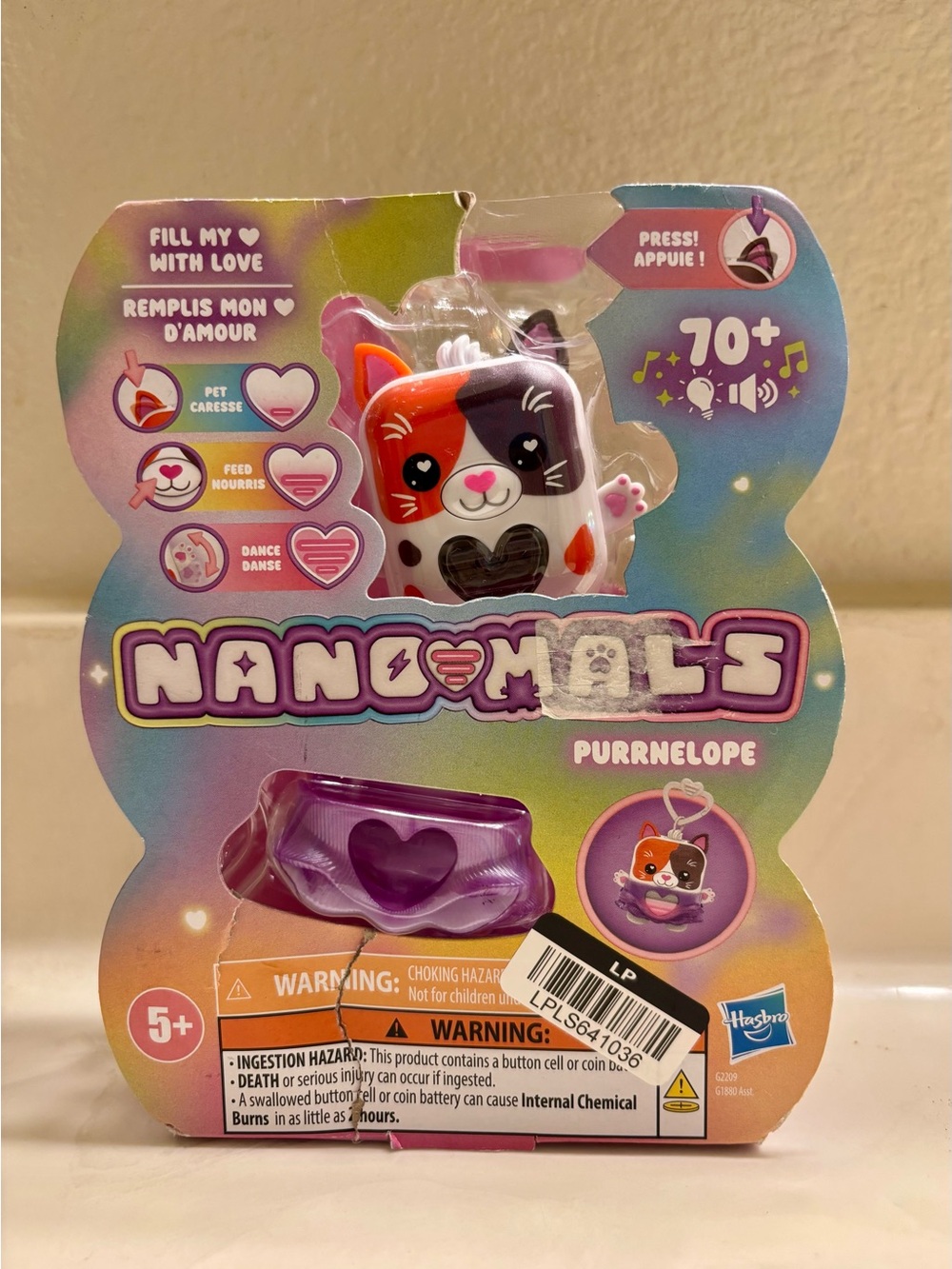 Hasbro Nanomals Purrnelope Interactive Cat Toy - Purple/White/Orange/Black